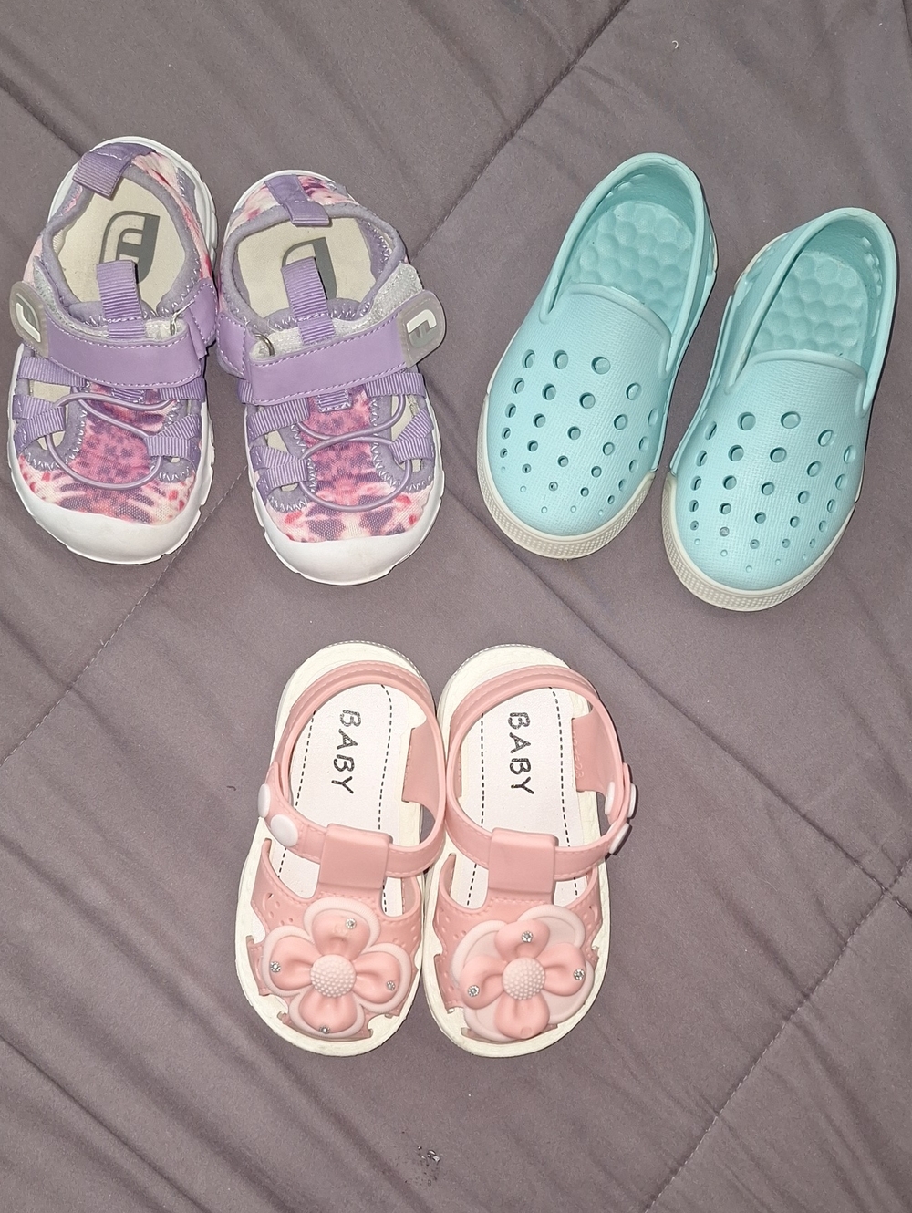 Baby Pink Flower Sandals Blue Sandals And Water Shoes 5C Euc